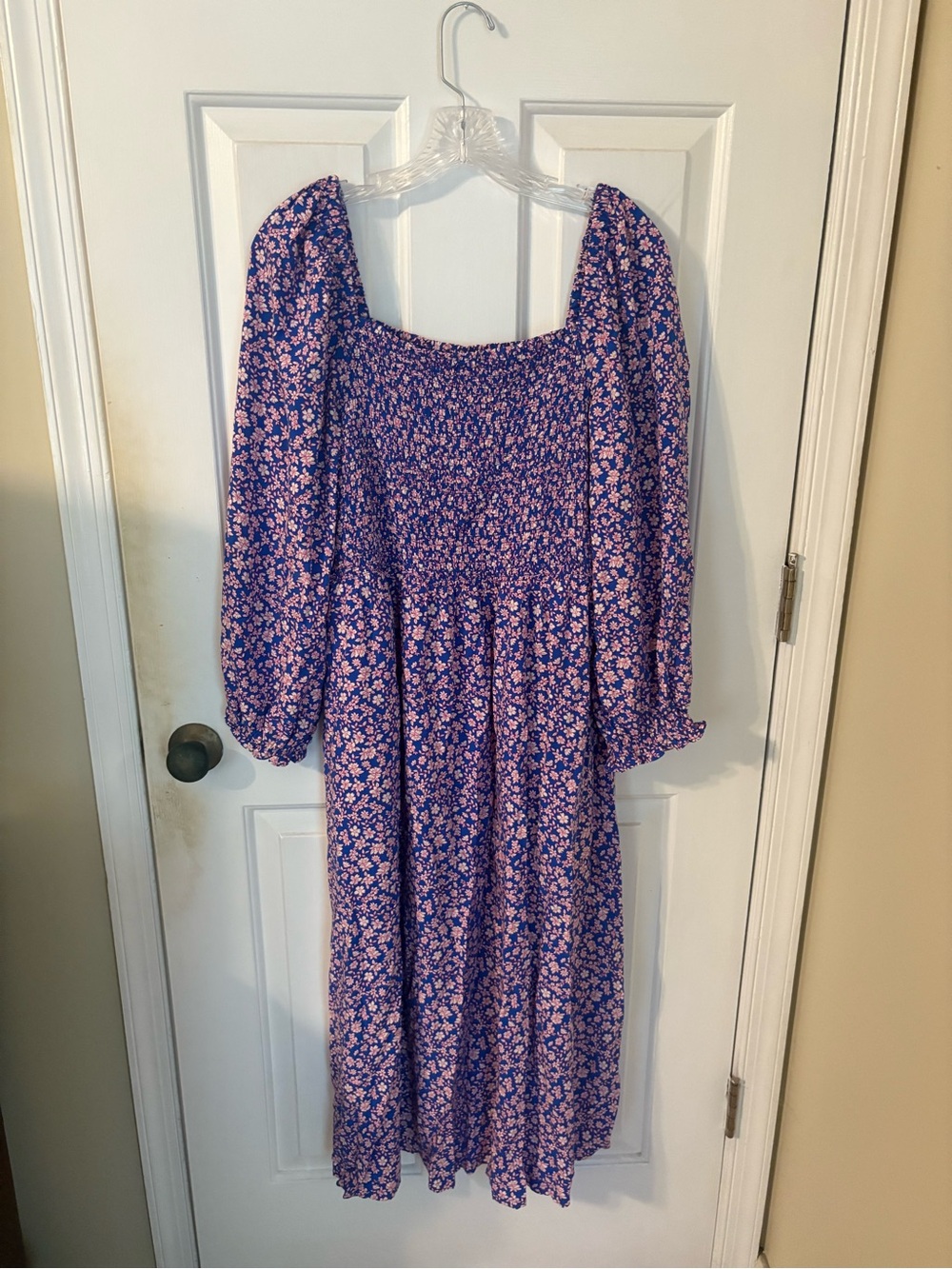 J. Crew Purple Floral Puff-Sleeve Maxi Dress